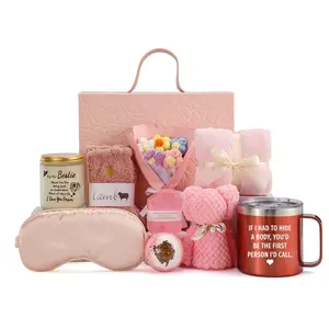 Bestie Gift Box, Funny Gift Box with Tumbler, Candle, Soap, Bear Handkerchief, Knitted Bouquet, Birthday Gift for Bestie