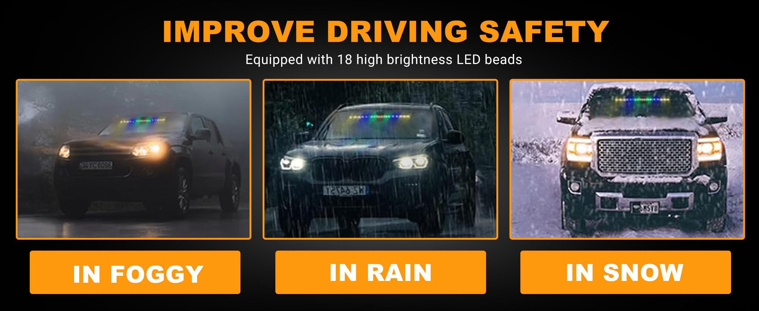 DIBMS Emergency Strobe Lights for Trucks, 2 in 1 RGB Lighting Bar with Manual and Remote Control, Bright LED Safety Flashing Warning Hazard Interior Front/Rear Windshield Lights for Vehicles and Cars underglow  neon  tubes car stuff for men