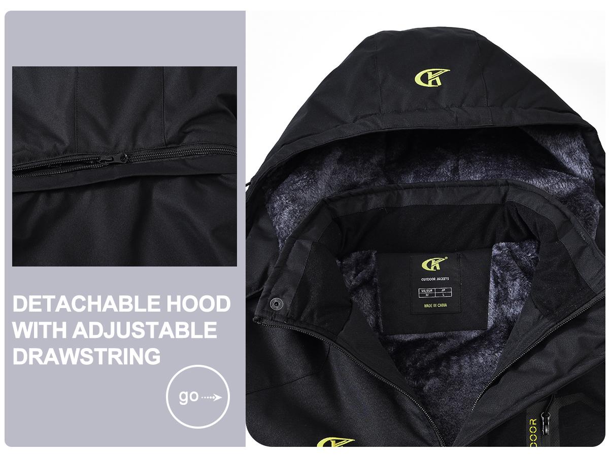 Men's Ski Jacket Winter Warm Snow Coat Waterproof Windbreaker Hooded Work Outerwear Snowboarding Jackets