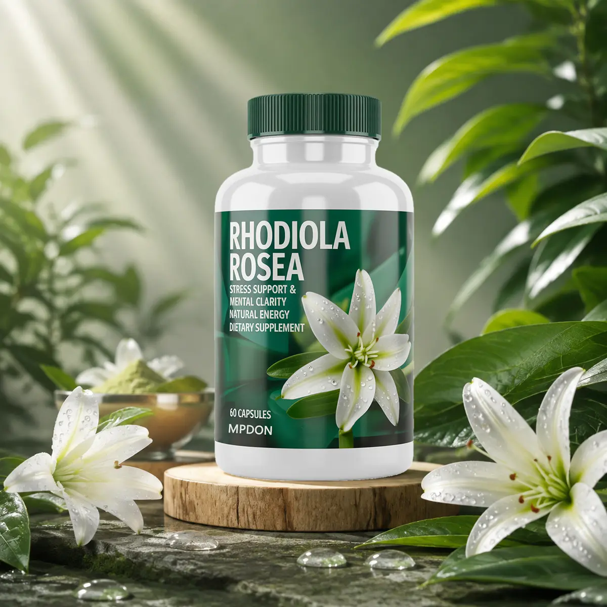 Rhodiola Rosea Extract All-Natural Adaptogen Dietary Supplement - 500mg Herbal Capsules for Daily Adult Stress Support & Energy Boost, Stress Reliever