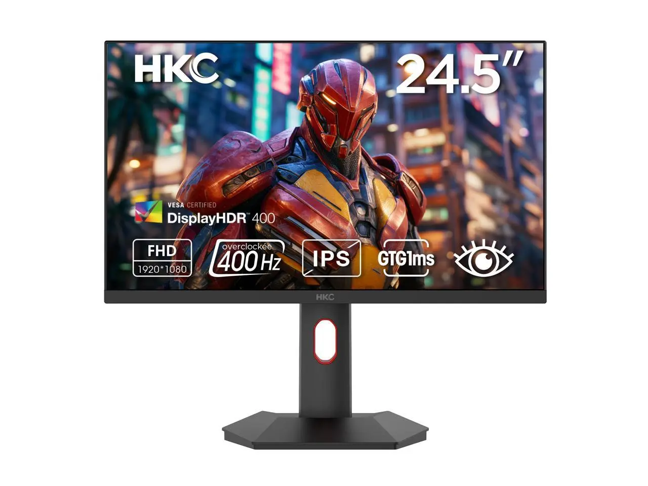 HKC 24 inch (24.5" viewable) Full HD FHD Fast IPS 400Hz 1ms HDR400, 95% DCI-P3 Low Blue Light DIC Gaming Computer Monitor with Height Adjustable, Pivot & Tilt Stand G25H5P