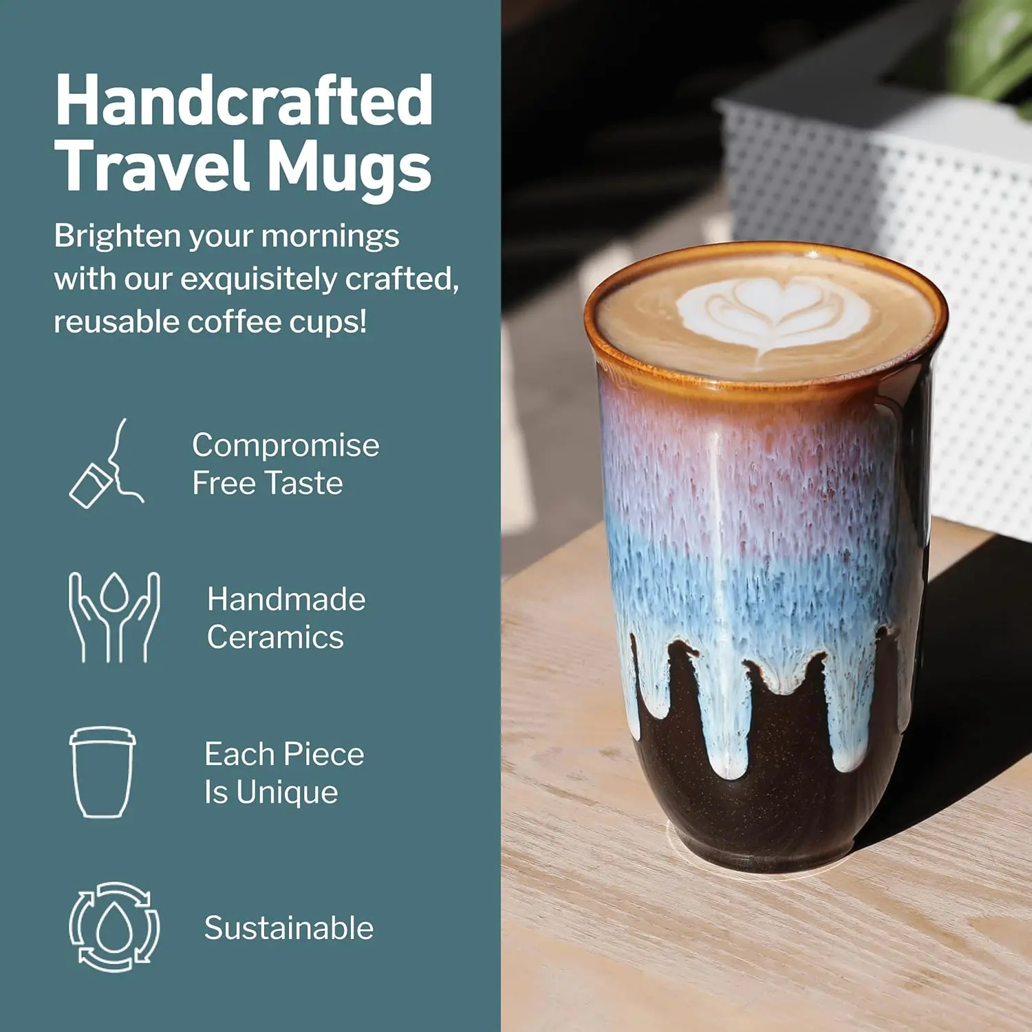 Nova Ceramics Travel Mugs - 12oz & 16oz - 26 Nature-Inspired Handmade  Designs - Microwave & Dishwasher Safe, Perfect for On-the-Go Coffee Lovers  - TikTok Shop