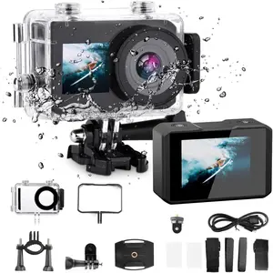 4K 30FPS 12MP Action Camera Dual Screen with Stabilization 2.0, Underwater 30m  Camera 170  Wide Angle and WiFi  Cameras with Accessories Kits