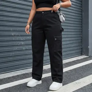 Women's Black Y2K Work Pants - High Waist Wide Leg Cargo Trousers with Multiple Utility Pockets, Heavy-Duty Belt Loops & Zip-Free All-Season, Casual & Professional Pants for, Casual Attire (Machine Washable)