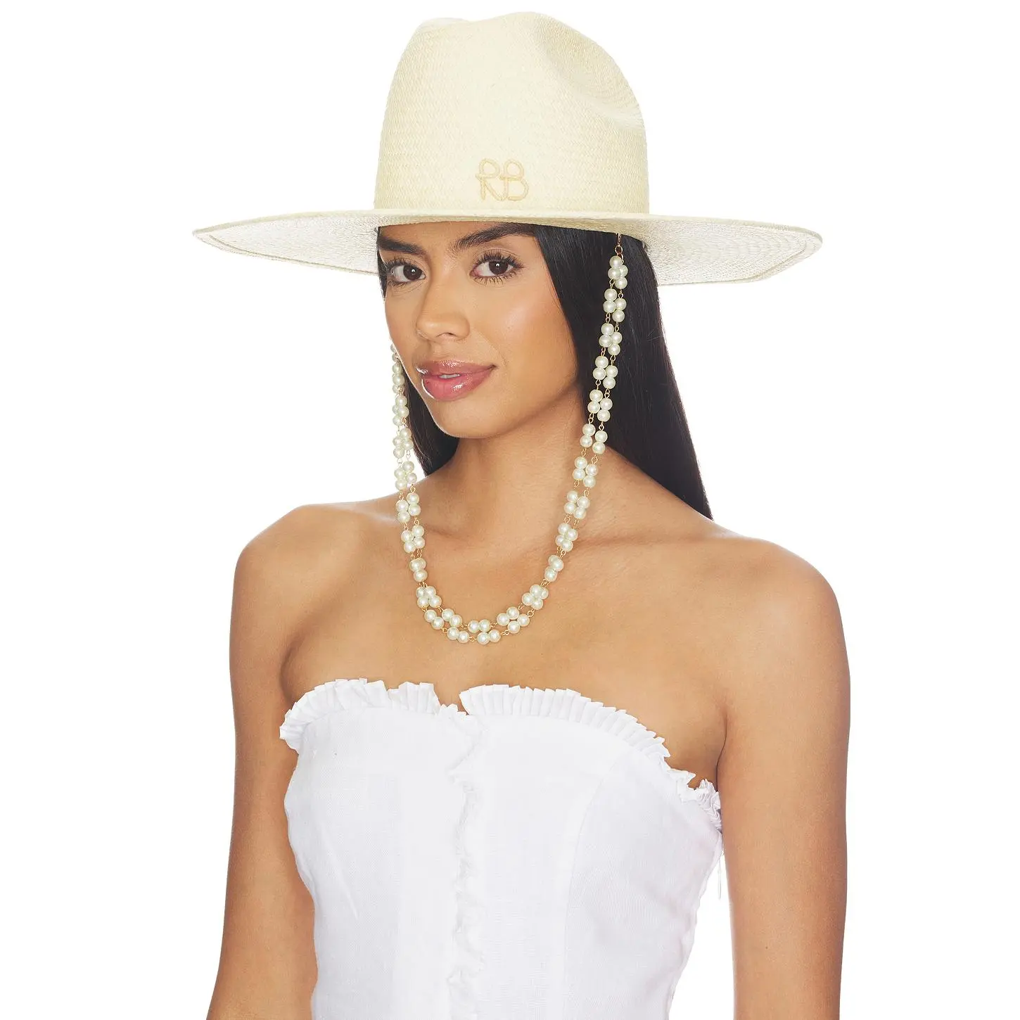 Ruslan Baginskiy Double Chain Strap Cowboy Hat in Natural Straw