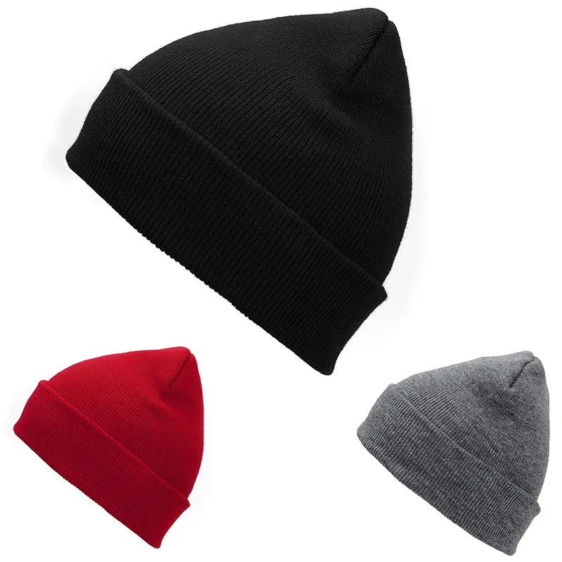 2-Pack Winter Hats for Men & Women, Slouchy Solid Color Cuffed Knit Skull Caps, Soft Warm Stretchy Design, Beanies