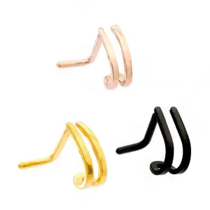 Surgical Steel Nose Ring 20 & 18 Gauge 1/4" L Bend With Double Hoop