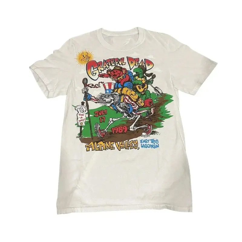 1989 Grateful Dead Alpine Valley Wisconsin Tour T-shirt, single-sided print, unisex, pure cotton men's top