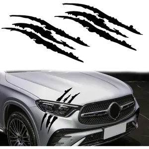 2PCS Car Stickers Reflective Monster Claw Scratch Marks Light Bumper Sticker Waterproof, Claw Marks Decal Reflective Sticker for Car Headlamp, Motorbike, Truck Decal Decoration, Black