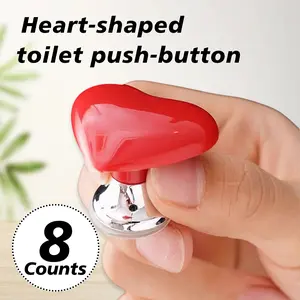 8 Counts Love Heart Shaped Toilet Tank Button Pusher, Non-Toxic Plastic Press Aid for Flush Tanks & Drawers