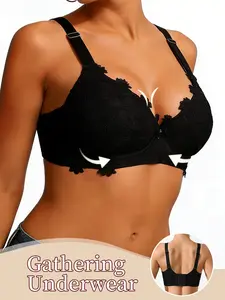 Comfortable Steel Ring Lace Push-Up Bra, Sexy Backless Fitted Bra, Medium Support Unlined Bra, Women's Essential Underwear