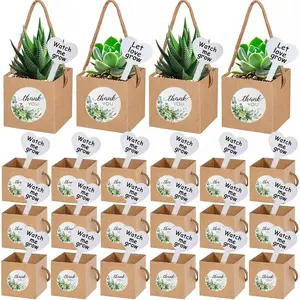 40 Pack Succulent Wrap Bags Set with 2.5 inch Succulent  Box, Heart  Tags, Thank You Stickers and Mark Pen,  Party Favor Gifts for Wedding,  Showers, Bridal Showers