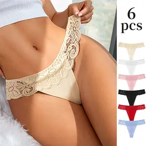 Women's 6pcs Ice Silk Thongs, Cool-Touch Fabric, Invisible Under Low-Rise Jeans, Multi-Color for Ladies' Hot Girl Era & Party Use