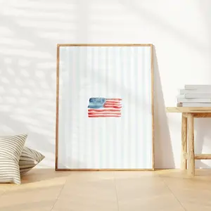 Coastal American Flag Wall Art | Trendy Preppy Poster | Apartment Dorm | Coastal Cowgirl Nantucket Summer