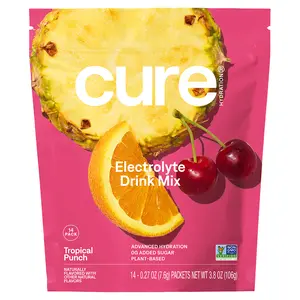 Cure Hydration Electrolyte Drink Mix, Tropical Punch, 14 Packets, 0.27 oz (7.6 g) Each