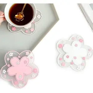 Durable Non-Slip Sakura Coffee Cup PVC Coaster Home Tea Coaster Bowl pad placemat Coaster(S)