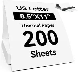 Thermal Printer Paper 8.5x11 Inch, 200 Sheets  Letter Size Continuous Folded Paper, Compatible with M08F/A40, M832, MT810 and Other Portable Thermal Printers, -Proof Packaging (200 Sheets)