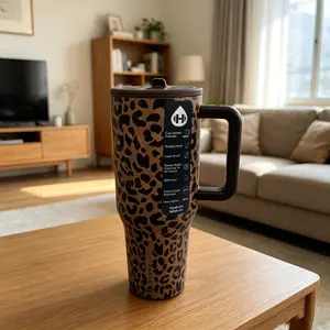 HydroJug 40 oz Leopard Print Insulated Vacuum Cup - Large-Capacity Portable Tumbler for Camping, Gym, Office - New Design, Ideal Birthday Gift