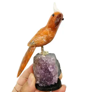 Small Handmade Gemstone Bird Sculpture - Cockatoo