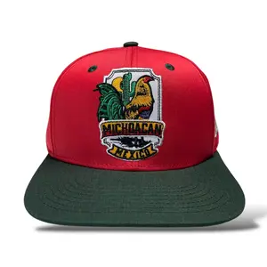 Mexico Michoacan Rooster Embroidered Snapback Baseball Cap, Red