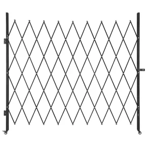 VEVOR Single Folding Security Gate, Lockable Scissor Gate with 360° Swivel Casters, Outdoor Barricade Steel Retractable Gates, for Entry Security, Garage, Warehouse & Pool, 86.61 x 86.81 in (W x H)