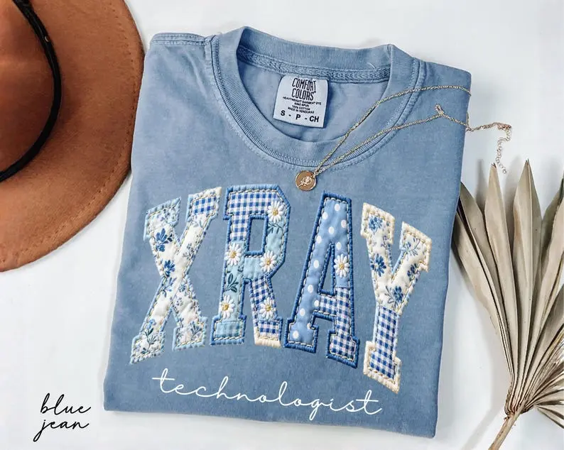 Comfort Colors Xray Technologist Shirt, Floral Faux Patchwork Radiology Tech Tee, Rad Tech Gift, Radiology Grad Gift, Radiology Department