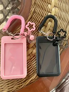 Bag Pendant Spring Cord Lock Bag Charm Multiple Colors Available Candy-Colored Spring Cord Pendant With Star And Bell Charms Minimalist Acrylic Id Card Holder Charm Korean-Style, Instagram-Vibe Accessories Students And Working Professionals