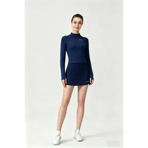 ROROlemon 2-Piece Tennis Set, Zip Up Cropped Jacket   High Waist Yoga Skirt