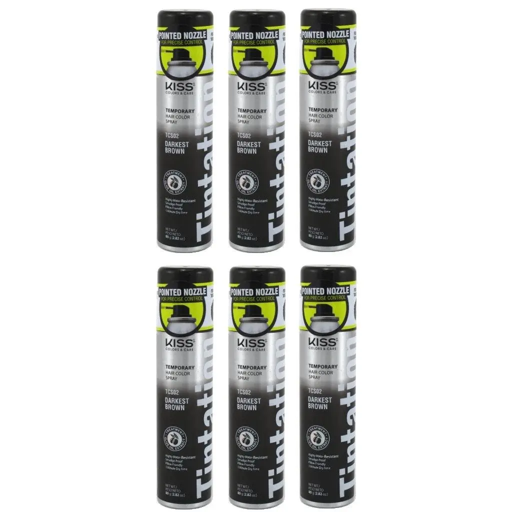 6 Pack Tintation Color Spray TCS02 Darkest Brown