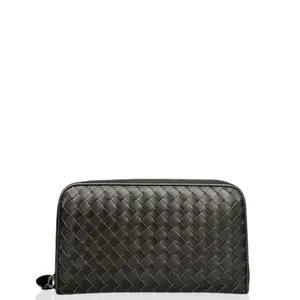 Pre-owned Bottega Veneta Leather small leather goods Continental Wallet Calfskin Intrecciato Charcoal (jg031026a4)