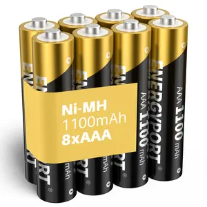 ENERGYPORT 8-Pack AAA Rechargeable Batteries 1100mAh Ni-MH 1.2V Pre-Charged High Capacity for Household Beauty Office Products