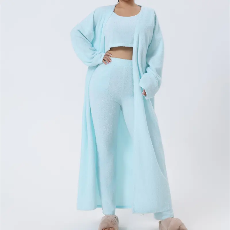 Cozy Pajama Set, 3 Piece Lounge Set, Cute Loungewear, Warm Suit Sets, Matching Set, Lounge Set, 3 Piece Pant Sets, Women Winter Dress Cotton Fabric Long Sleeve