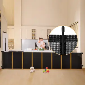 150 Inches Retractable Baby Gates Extra Wide, 35" Tall Baby Gates for Doorways, Upgraded Retractable Dog Gate with Fiberglass for Stairs, Retractable Pet Gate for Dog, Indoor&Outdoor, Black