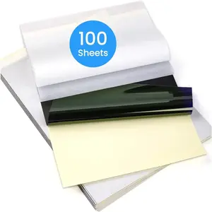 Tattoo Transfer Paper - 100 Sheets A4 Size, Thermal Stencil Paper for Tattoo Transfer Kit - Commercial & Personal Use, DIY Tattoo Tracing Paper Compatible with M08F Printer & Tattoo Supplies