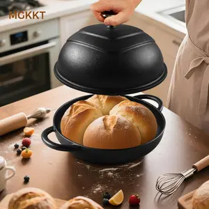 Enameled Cast Iron Dutch Oven Pot with Lid Round Bread Oven for Homemade Sourdough Bread Baking 6 Quart White Tin Bakeware Silicone Loaf Molds