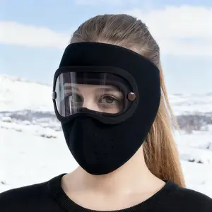 Women's Ski Full Face Mask Windproof Fleece & Neck Warmer Cold Weather Balaclava with Visor Elastic Fit for Snowboarding Ice Skating Winter Activities Multi-Color Options Blue Pink Brown Black Red
