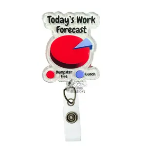 Today’s Work Forecast Badge Reel – Handmade Retractable ID Holder, Work Humor Pie Chart, Office Nurse Teacher Staff Lanyard Accessory, Funny Gift for Coworkers