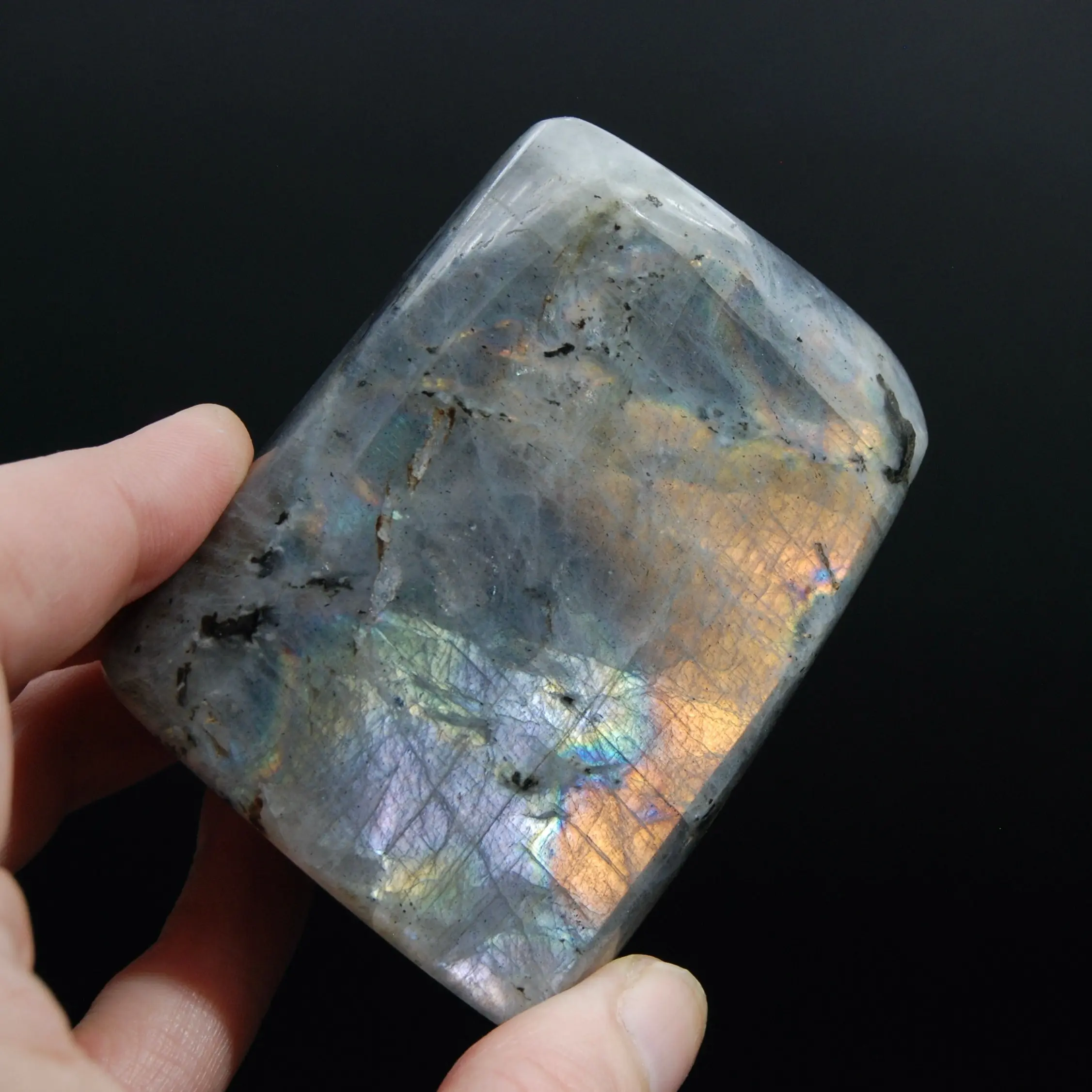 2.75in 308g Purple Labradorite Crystal Freeform Tower Super Flashy Spectrolite