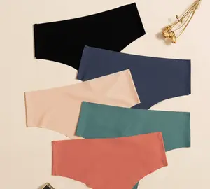 Morandi Color Series Women’s Sports Panties, Ice Silk, Seamless Crotch, Mid-Rise, One-Piece Thong, Pack of 6 Womenswear Everyday Style Fit