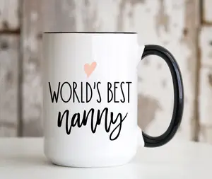 World's Best Nanny Mug Birthday Christmas Mothers Day Gift Idea for Women Grandma Grandmother from Granddaughter Grandson Grandchildren