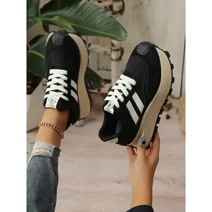 Women’s Lightweight Low-Top Sports Shoes, Fashion Walking Sneakers, Colorful Block Design, Breathable Mesh Upper, PVC Sole, Casual Outdoor Footwear