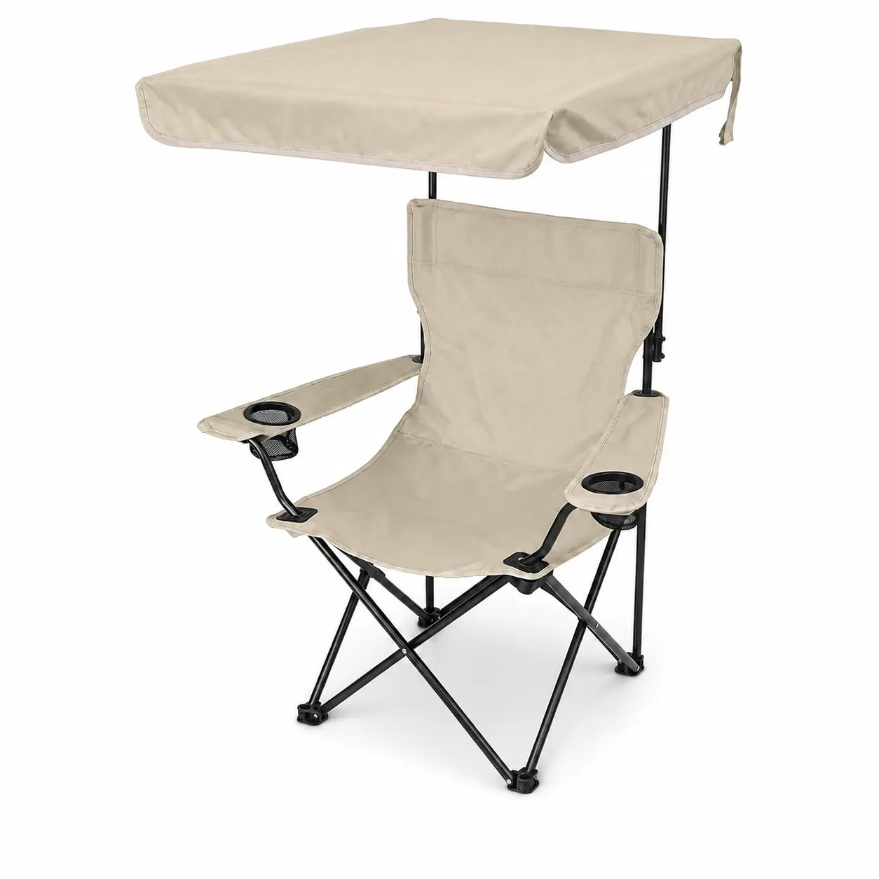 Portable Folding Camping Chair with Canopy, Wide Outdoor Lawn Chair with Dual Cup Holders, High Back & Padded Armrests for Beach, Camping, Fishing, Sports, Tailgating, Picnic and Backyard