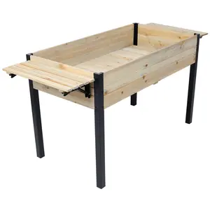 YYDS Raised Garden Bed, Metal Leg Wood Planter Boxes with Folding Storage Shelf,Elevated Planter Box for Growing Fresh Herbs, Vegetables, Flowers Great for Outdoor Patio, Deck, Balcony