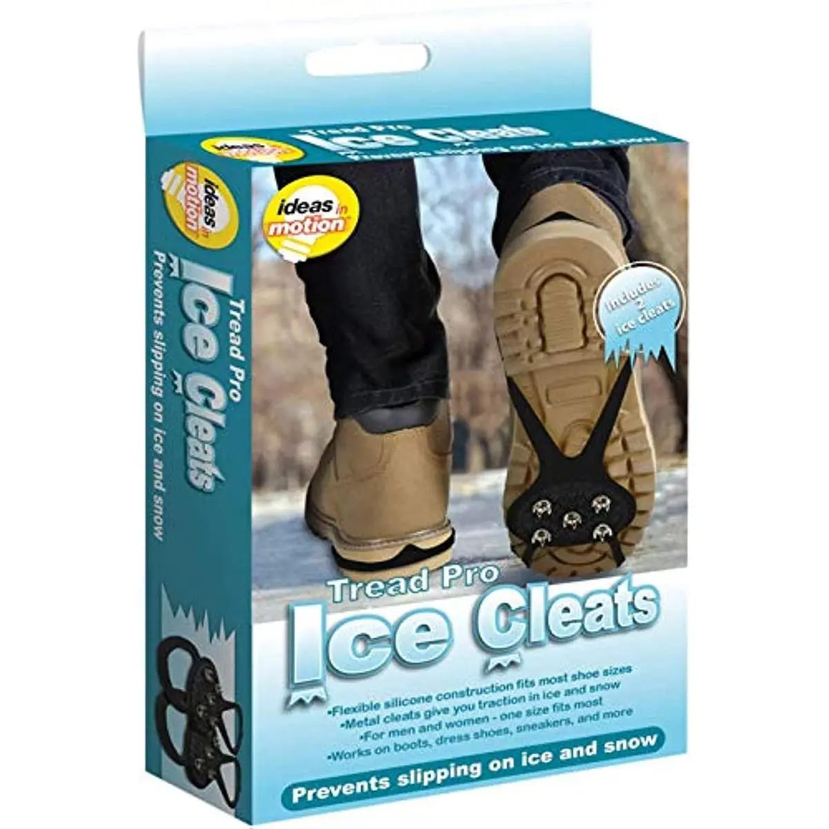 212 MAIN Tread Pro Unisex Ice Cleats, 1 Size Fits All, Black, Flexible Silicone