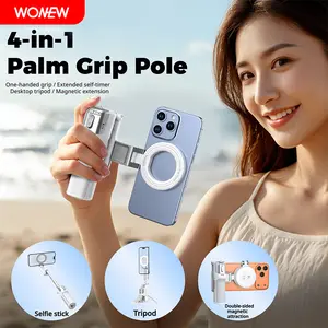 WONEW Z3 Magnetic Palm Grip Mini Selfie Stick, 360° Rotatable Tripod Phone Mount with Focus Adjustment Dial, Portable Holder for Travel & Daily Use