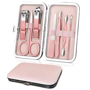 Premium Manicure Set, 7 in 1 Professional Nail Clippers Scissors Pedicure Kit, Stainless Steel Cuticle Nail Care Tools with Luxurious Travel Case, Portable Manicure Grooming Kit Gift for Women