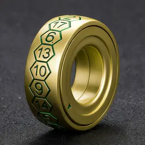 D20 Dice Spinner Ring Metal RPG Luck Ring with Gold Numbers for Role-Playing Games Fingertip Spinning D20 Dice Ring for DND RPGs Tabletop Games and Fidget Relief