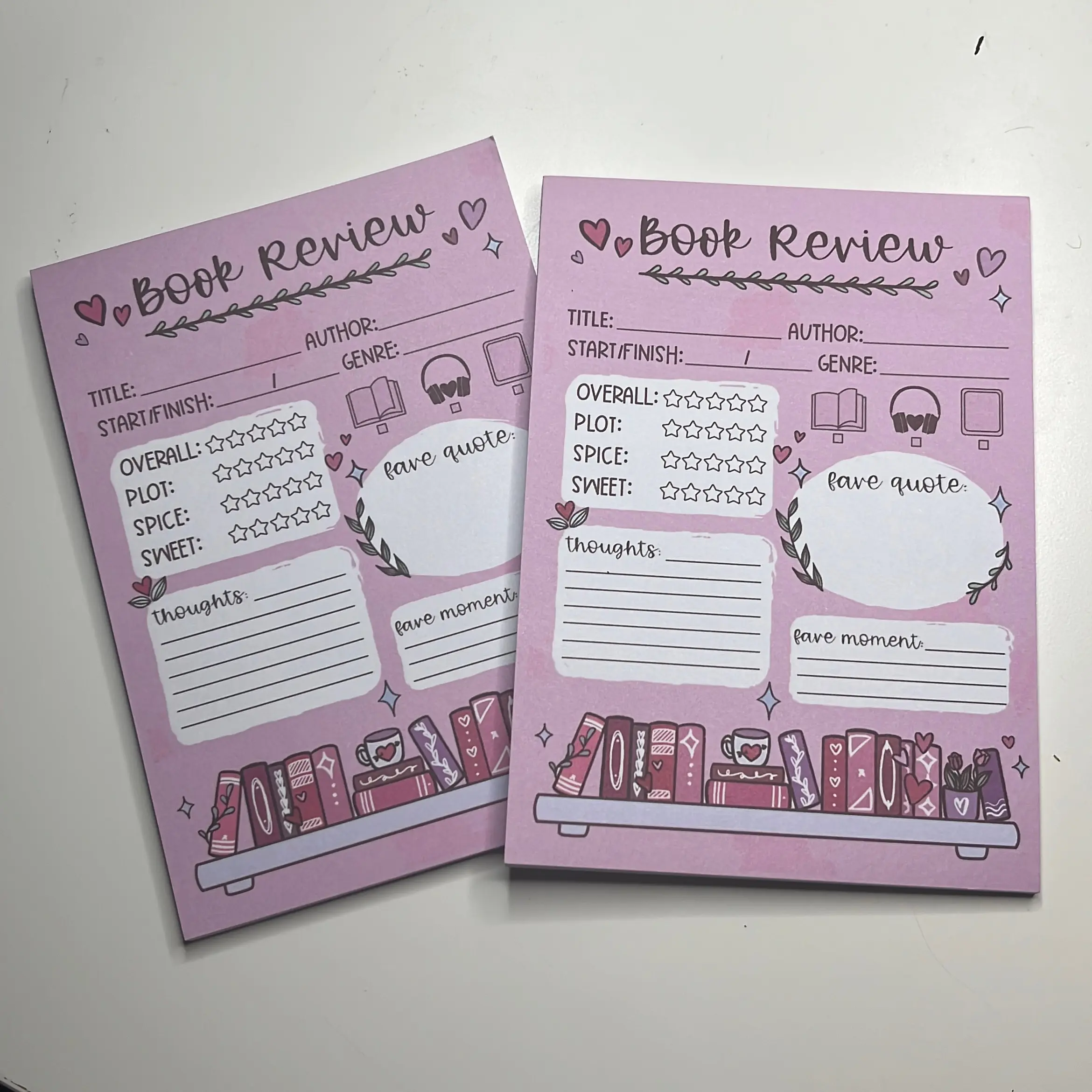 Book Review Notepad // Journal Bookmark Notebook Self Adhesive Small Notepads Reading Note Taking Supplies // 40 Sheets Per Pad
