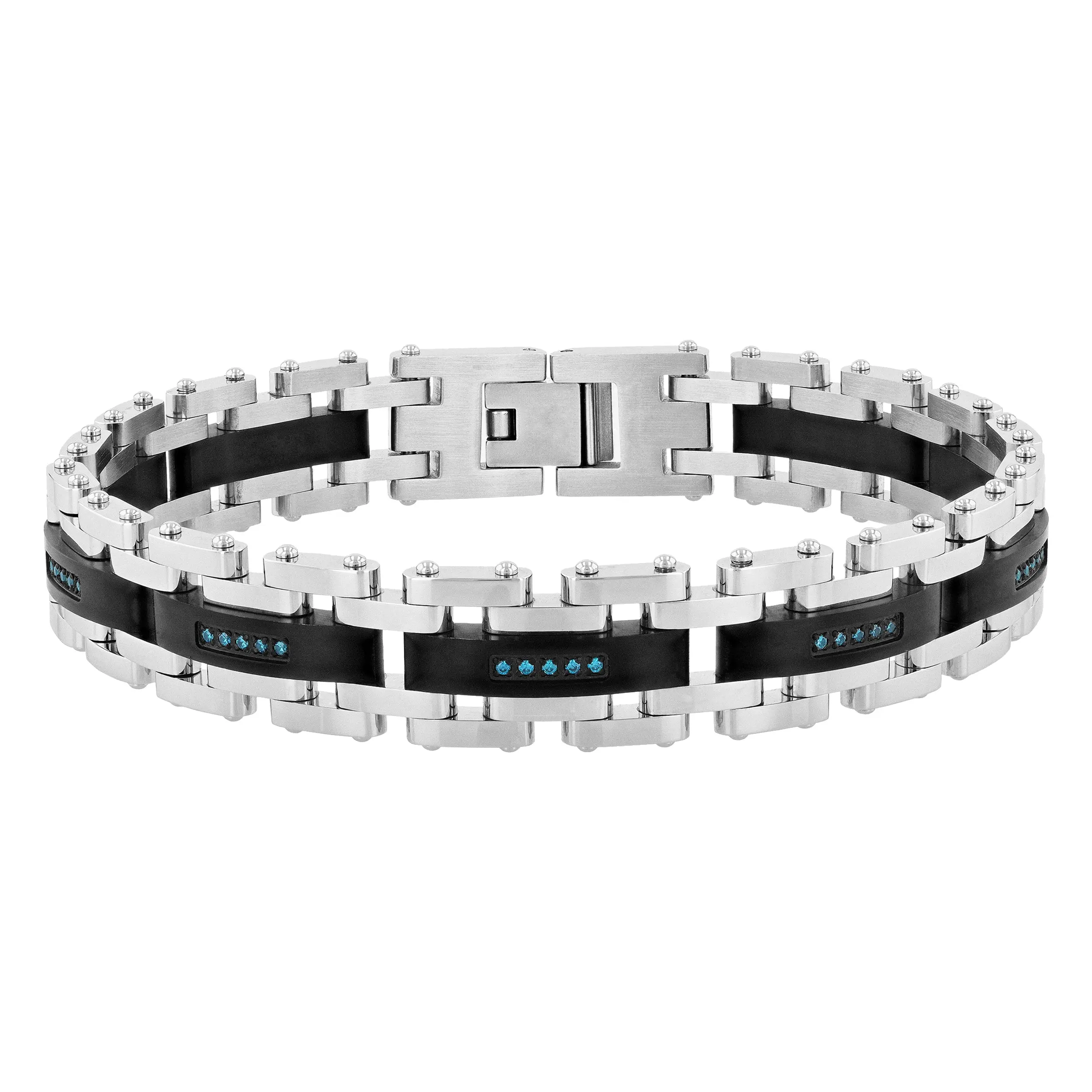 Men's Tungsten 1/6 CTW Round-Cut Diamond Layered Link Bracelet - Black, Black-Silver, or Yellow 2-Tone Finish, Bold Engineered Feel, Durable Everyday Jewelry Accessory