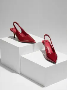 Women's Patent Leather Pointed Toe High Heels Rubber, Elegant French Style Backless Sandals Single Shoe, Summer Commuter Catwalk Stiletto Shoes